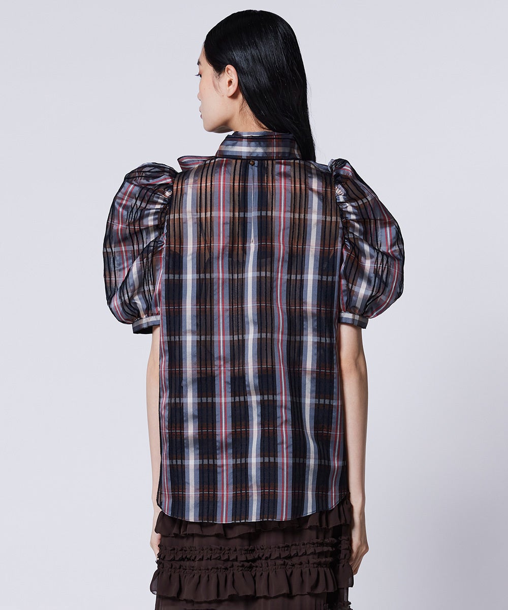 Sov. / シアーチェック ボウタイブラウス TOPS Night STORE | ダブル