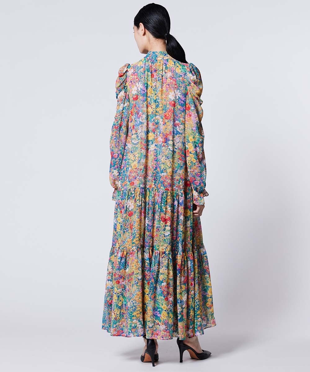 POINT 10%】Sov. / フラワープリント ティアードワンピース DRESS