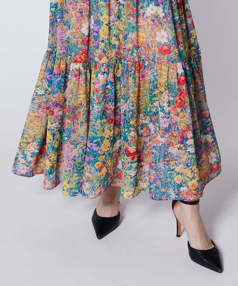 POINT 10%】Sov. / フラワープリント ティアードワンピース DRESS