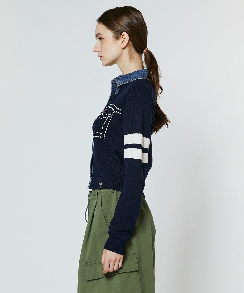 DSC / ドッキングデニムステッチニット TOPS Night STORE | ダブル