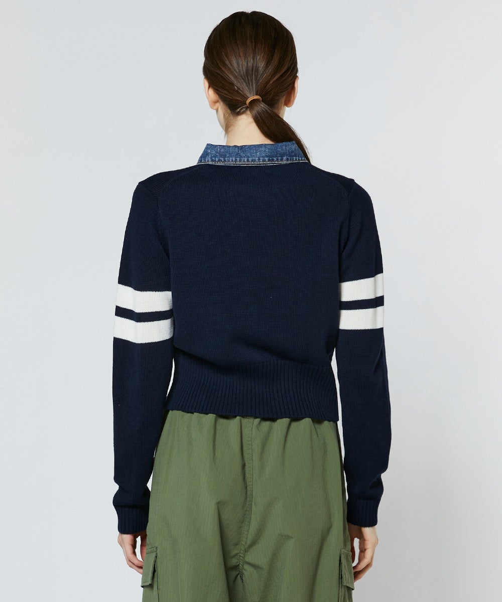 DSC / ドッキングデニムステッチニット TOPS Night STORE | ダブル