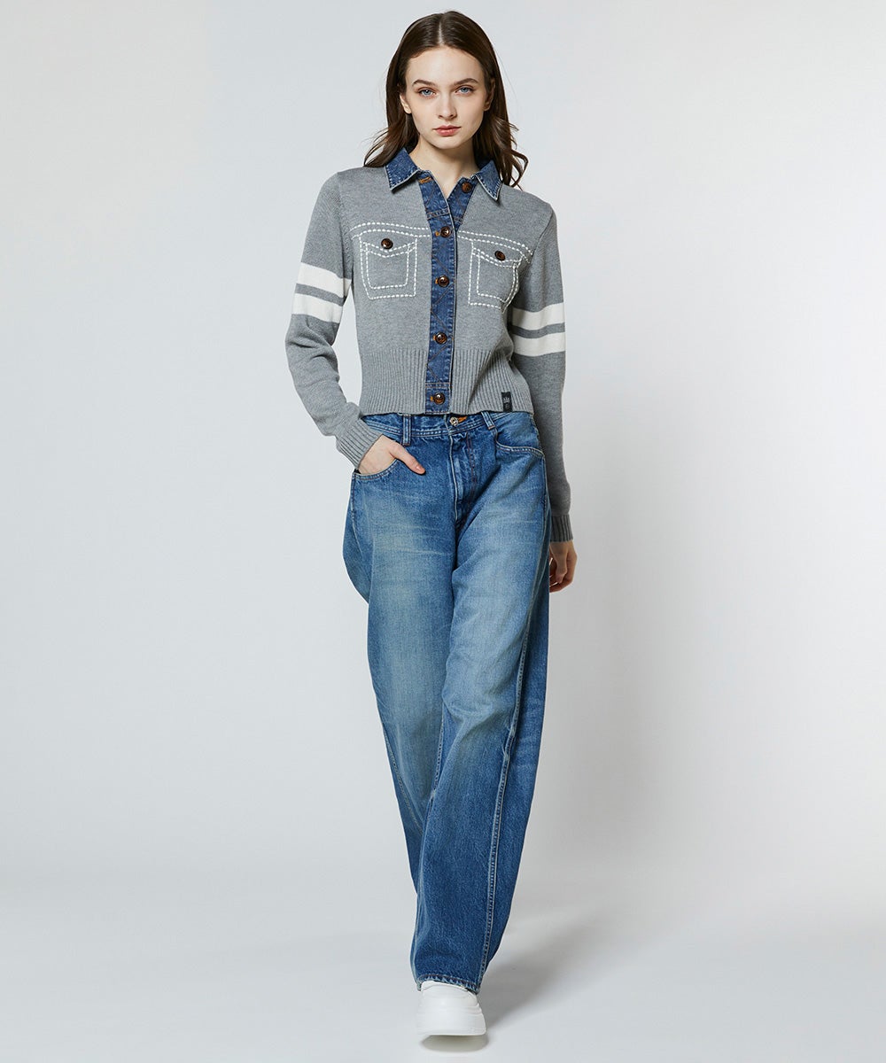 DSC / ドッキングデニムステッチニット TOPS Night STORE | ダブル