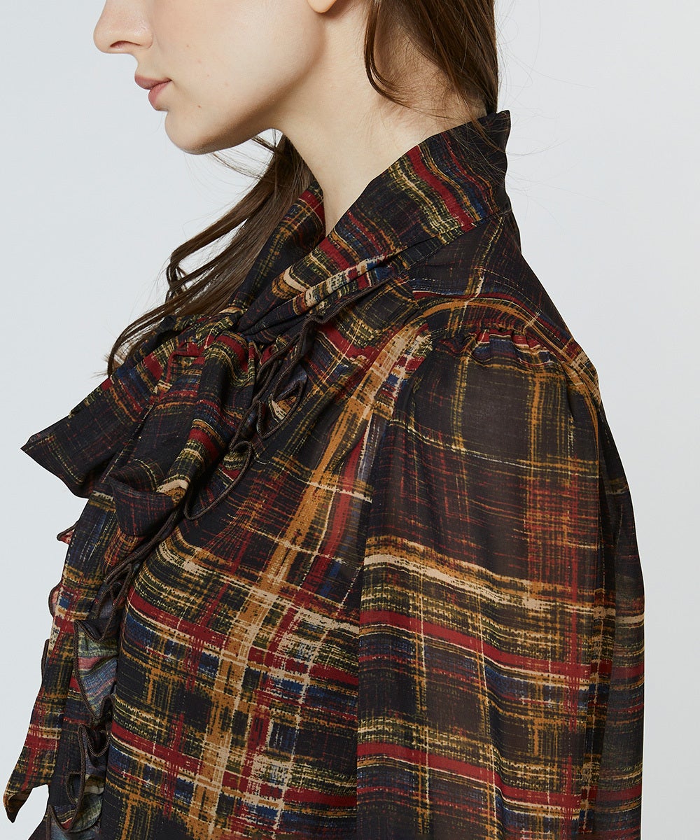 DSC / シフォンチェックボウタイブラウス TOPS Night STORE | ダブル