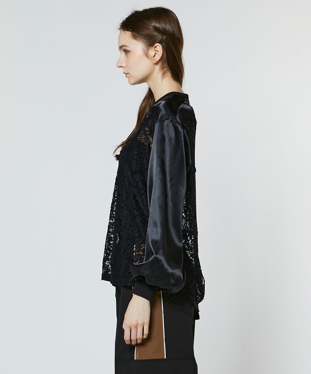 ESSENTIAL / オリジナルロゴ サテンレーストップス TOPS Night STORE