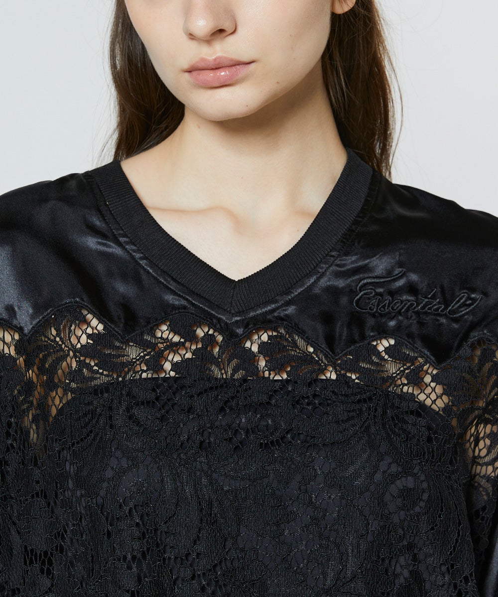 ESSENTIAL / オリジナルロゴ サテンレーストップス TOPS Night STORE