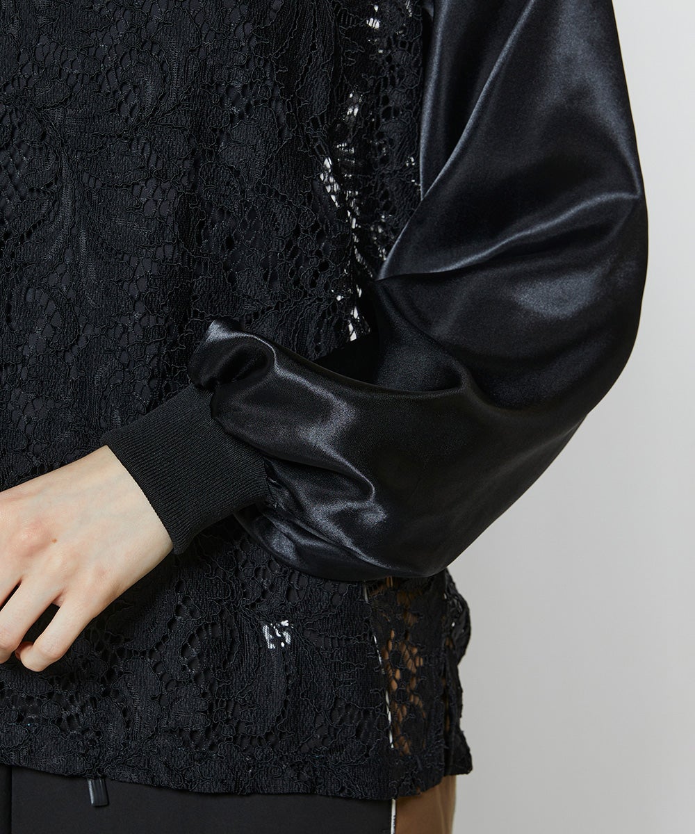 ESSENTIAL / オリジナルロゴ サテンレーストップス TOPS Night STORE