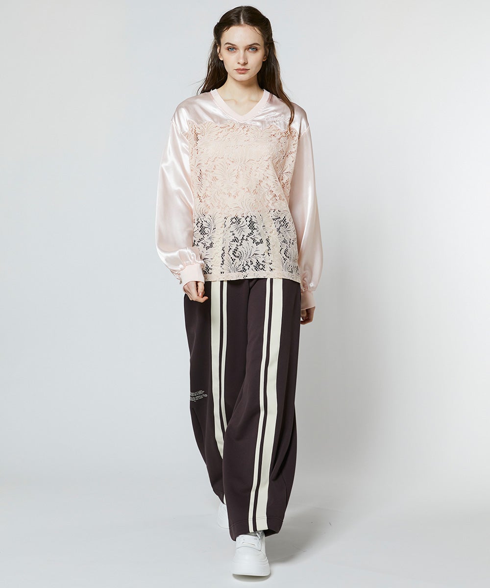 ESSENTIAL / オリジナルロゴ サテンレーストップス TOPS Night STORE