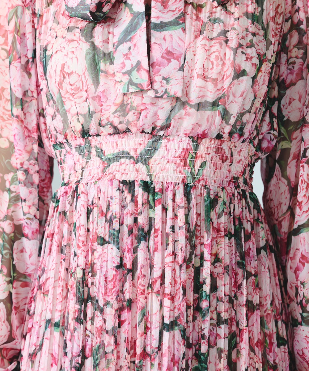 CORCOVADO / ポリエステルシフォン ピオニーボウタイドレス DRESS