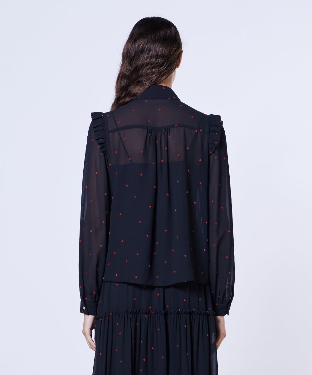 DSC / ポリエステルジョーゼット ハートボウタイブラウス(予約) TOPS