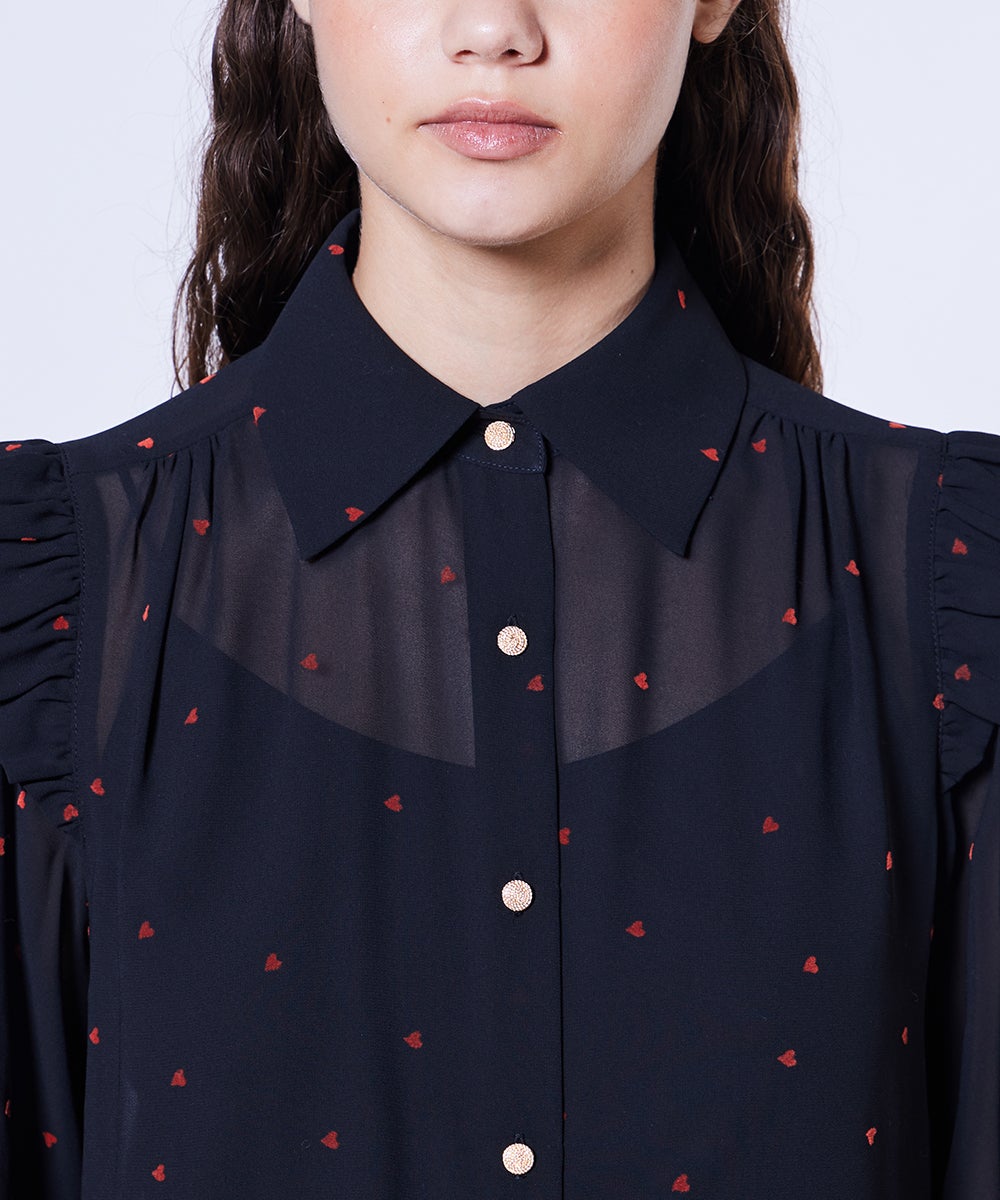 DSC / ポリエステルジョーゼット ハートボウタイブラウス(予約) TOPS